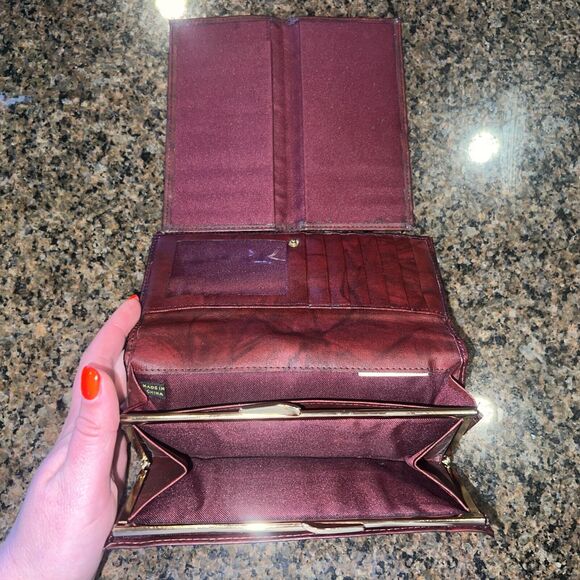 Gorgeous Vintage Etch 2 Prym Top Grain Red Burgundy Leather Wallet Coin Purse - Picture 7 of 10